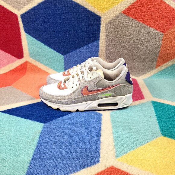 Nike Air Max 90 Recycled Jerseys Mens Size 8 White Grey CT1684‎ 100